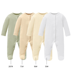 新生児用長袖ロンパース オーガニックコットン インターロック ベビー服 ベビーロンパース (卸売) - Product Image 3