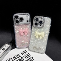 Coque de téléphone portable 3D Papillon Nœud Laser Amour pour iPhone 16 Plus 17 Air 18 14 Pro Max Coque Arrière Antichoc