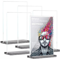 Porte-affiche de table en acrylique double face en forme de T personnalisé-Présentoir de menu de bureau avec base magnétique pour restaurant/bureau