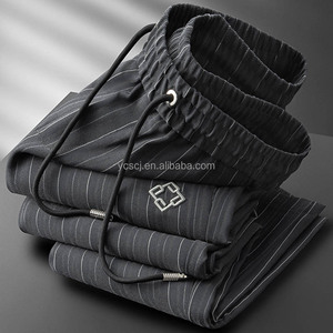 Pantaloni Casual in cotone <span class=keywords><strong>a</strong></span> <span class=keywords><strong>righe</strong></span> da uomo di lusso leggero pantaloni sportivi in cotone <span class=keywords><strong>a</strong></span> <span class=keywords><strong>righe</strong></span> elasticizzato in vita sottile e traspirante - Product Image 5
