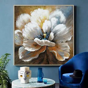 Pintura a óleo 100% pintada à mão para decoração moderna de casa, arte floral em tela, arte abstrata de parede, pintura em acrílico de flores