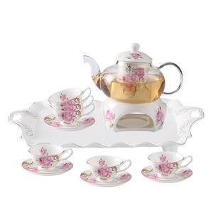 Flower <strong>Teapot</strong> Heat Resistant Bone China Warmer Green Flower Glass <strong>Teapot</strong> <strong>Set</strong> - Product Image 1