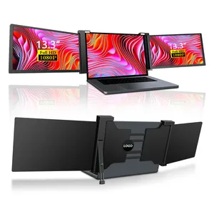 Monitor triplo full hd de 13.3 polegadas, monitor portátil com usb tipo c para o portátil
