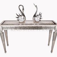 Tables d'entrée italiennes en métal argenté avec cadre en acier Table console Tables console en marbre de luxe Meubles de salon modernes