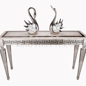 Mesas de entrada de pasillo italiano, <span class=keywords><strong>mesa</strong></span> de <span class=keywords><strong>consola</strong></span> con marco de acero de Metal plateado, mesas de <span class=keywords><strong>consola</strong></span> de mármol de lujo, muebles modernos para sala de estar - Product Image 2