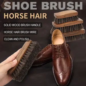 Fábrica al por mayor logotipo personalizado Premium madera pelo de caballo zapato brillo cepillo zapatilla cepillo de limpieza de zapatos