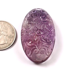 พลอย zajara 34x20มม. สำหรับแกะสลักพลอยอเมทิสต์ธรรมชาติทำด้วยมืออัญมณีทรงวงรีสีม่วงตัดเป็นรูปวงรี - Product Image 6