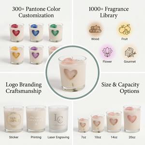 Bougie parfumée en cire de soja dans un bocal en verre à double paroi de luxe avec cœur intégré pour une décoration romantique de la maison, vente en gros, étiquette privée - Product Image 2