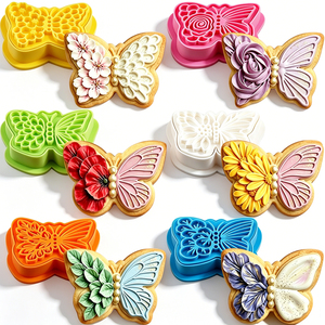 Ensemble de découpoirs à biscuits 3D en forme de papillon et de fleur, moules à biscuits avec motifs floraux pour le printemps et l'été - Product Image 1