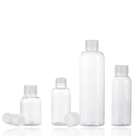 Botella de plástico transparente con tapa abatible para cosméticos, botella redonda de 50 ml, 75 ml, 100 ml, 250 ml