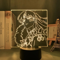 Lampe de nuit LED 3D Illusion Inuyasha Anime, changeant de couleur, en acrylique, alimentée par USB, pour la décoration de chambre et cadeau pour les fans