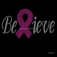 Hotfix Fer sur Foi Espoir Cancer Du Sein Strass Conception De Transfert Motif Patch Rose Ruban Bling Cancer Strass Conception