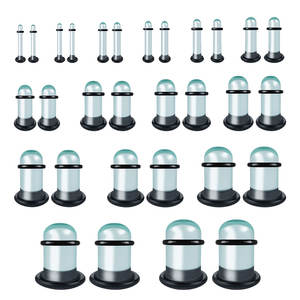 1 paire de plugs en verre pour tunnel, 1,6 mm-16 mm, calibres à simple évasement, boucles d'oreilles avec anneau en O noir, bijoux d'étirement pour unisexe - Product Image 1