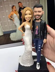 Totalmente personalizado Bobblehead casal personalizado figurinhas para casamento