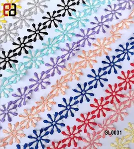 Wholesale 3.5CM Size Lace Flower Embroidery Lace Trimming in Two Tone Color