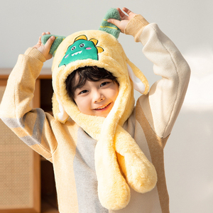 Venta directa de fábrica, accesorios de invierno para niños y niñas, logotipo de diseñador, bufanda de terciopelo de una pieza, <span class=keywords><strong>gorros</strong></span>, sombrero, capucha de protección auditiva - Product Image 5