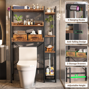 <span class=keywords><strong>Meuble</strong></span> de rangement autoportant pour salle de bain, à placer <span class=keywords><strong>au</strong></span>-<span class=keywords><strong>dessus</strong></span> des toilettes, style industriel - Product Image 4