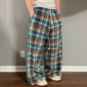 Baggy Flannel Wide <b>Leg</b> Sweatpants Trousers Oversized Straight <b>Leg</b> Jogger Flare Sweat Pants Flannel Plaid Baggy Sweatpants Men - Product Image 3