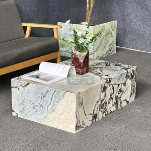 Elegante Mesa de Centro Cúbica Baja de Mármol <span class=keywords><strong>Blanco</strong></span>, Mesa Auxiliar de Lujo para Sala de Estar, Personalizada en Calacatta Violet - Product Image 4