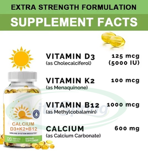 Vitaspring Vitamin <span class=keywords><strong>D3</strong></span> K2 OEM tim sức khỏe miễn dịch hỗ trợ Canxi Vitamin <span class=keywords><strong>D3</strong></span> K2 B12 Softgel viên nang - Product Image 2