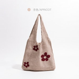 Nouveau sac fourre-tout d'été en maille jacquard ajourée à motif floral, grande capacité, pour femme, sac à bandoulière simple pour le shopping - Product Image 6