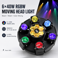 Luz Móvil de Cabeza con Haz LED RGB de 6*40W, DMX512, 16 Canales, Ventilador Silencioso, Iluminación de Escenario para Conciertos, Clubes, Bares, DJ, Teatro, Bodas