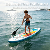 Planche à pagaie gonflable rétro arc-en-ciel 9'6'', SUP junior élégant pour adolescents et filles, planche stable de 13 cm d'épaisseur