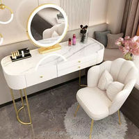 2025 Rock Board luxe verre coiffeuse moderne Simple chambre Design haut de gamme petit maquillage vanité Internet célébrités bois