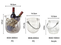 Seau à glace en acrylique transparent 2L pour bar KTV, seau à champagne, vin et bière en plastique