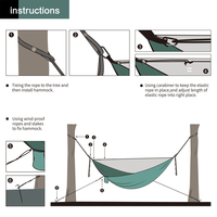E-RIKE Heavy Duty 300KG Buiten Camping Hangmat met Muggennet 210T Nylon Hangmat met Hangaccessoires