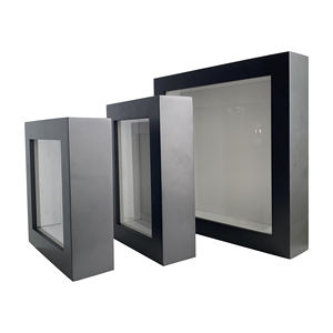 High quality Custom size 8"10"12" MDF Wood Glass Display Shadow box frame with replaceable background