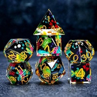 Lot de 7 dés polyédriques en résine à bords tranchants, motif poisson tropical incrusté, pour jeux de rôle de table D&D