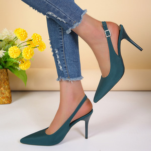 Nouvelles sandales à talons hauts en satin pour femmes, élégantes, à bout pointu et à talon fin - Product Image 2