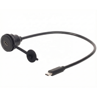Câble USB-C mâle vers femelle avec panneau de montage sur châssis, prise USB-C, avec couvercle étanche, câble d'extension USB-C