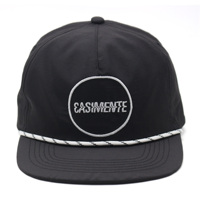 Casquette personnalisée en nylon Taslan de plusieurs couleurs Casquette à bord plat en nylon 5 panneaux Chapeau en corde