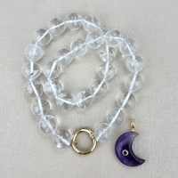 Colliers en perles de cristal blanc rondes en pierre naturelle au design simple, bijoux en cristal de quartz clair tendance pour femmes, fêtes d'anniversaire