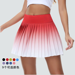 Jupe de Tennis plissée de couleur dégradée taille haute pour femmes âgées jupes de Golf poches Culottes athlétiques respirantes pour l'entraînement - Product Image 2