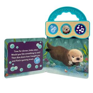 Livre sonore personnalisé pour l'heure du coucher, thème Petite Otter, 3 boutons à presser pour entendre l'histoire des beaux rêves, pages en carton, boîte à piles ABS, OEM - Product Image 3
