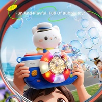 Machine à bulles caméra dessin animé : Jouet portable entièrement automatique multi-trous lumineux pour camping en extérieur