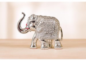 Pure Gold Silver Coated <b>Elephant</b> Showpiece Decorative <b>Elephant</b> Statue for Home <b>Decor</b> Good Luck Pooja Vastu Two <b>Elephant</b> Set - Product Image 3