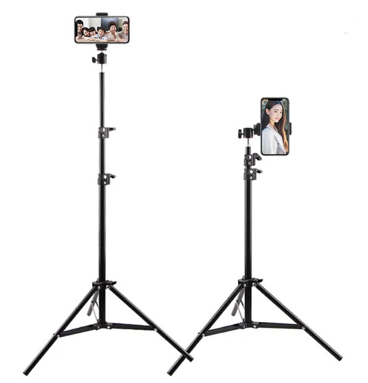 2.1m Aluminum Alloy Professional Tripod Stand Flexible Lightweight Camera Stand with OEM Logo for Live Ring Light Streaming