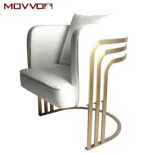 Lüks modern beyaz kapalı fantezi oturma odası mobilya paslanmaz çelik ayak kumaş veya PU deri tek eğlence kolluklu sandalye