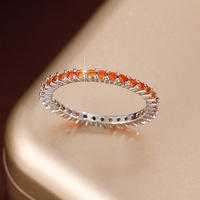 Bague empilable classique, plaquée cuivre avec or blanc, bague entièrement sertie de micro-pavés de diamants pour femme, accessoire articulé