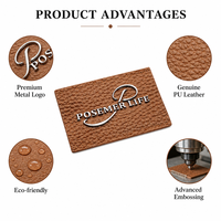 Écusson en cuir écologique Qinghan personnalisé en relief avec étiquette métallique pour la décoration de jeans, chapeaux, casquettes, sacs à main, sacs à dos et vêtements