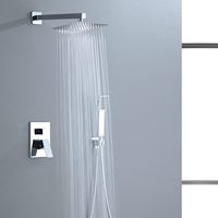 Système de douche de salle de bain Ensemble combiné de pommeau de douche pluie de 8 pouces avec valve et garniture Mélangeur de pluie de luxe Robinet de douche dissimulé argent