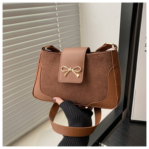 THK กระเป๋าสะพายไหล่ผู้หญิงพิมพ์ลายวินเทจ, กระเป๋าสะพายข้างดีไซน์โบว์สำหรับผู้หญิง - Product Image 5