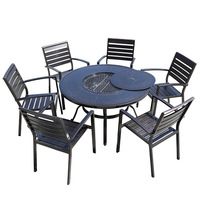 Table de barbecue extérieure moderne et durable en aluminium avec design pliable pour terrasse, jardin, hôtel (tailles personnalisables)