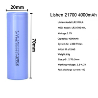 Литий-ионный аккумулятор LS High Power LR2170LA 21700, 3.7В, 4000мАч, с током разряда 10C, перезаряжаемая ячейка для электровелосипедов и электроинструментов