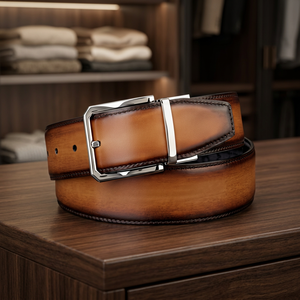 Ceinture unisexe pour homme en cuir de vachette véritable noir, écologique, personnalisable, avec boucle carrée vintage en acier robuste - Product Image 1
