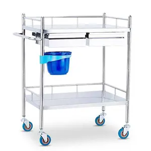 top grade hospital clinic surgical instrument emergency treatment stainless steel trolley medical with wheel and drawers